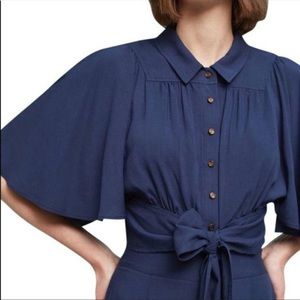 Anthropologie Maeve cropped tie front top with full sleeves